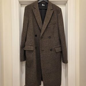 The Kooples Brown Houndstooth Pea Coat